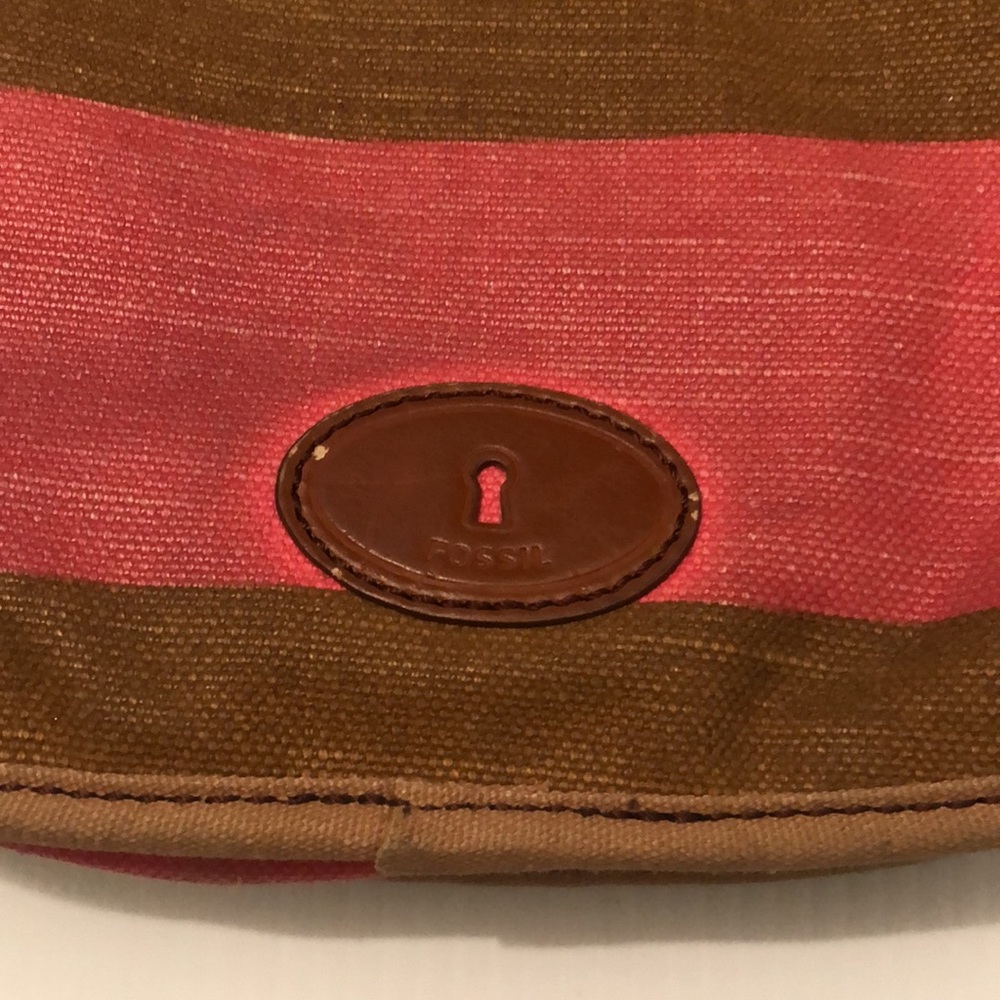 Fossil Color Block Canvas Top Flap Adjustable Cro… - image 3